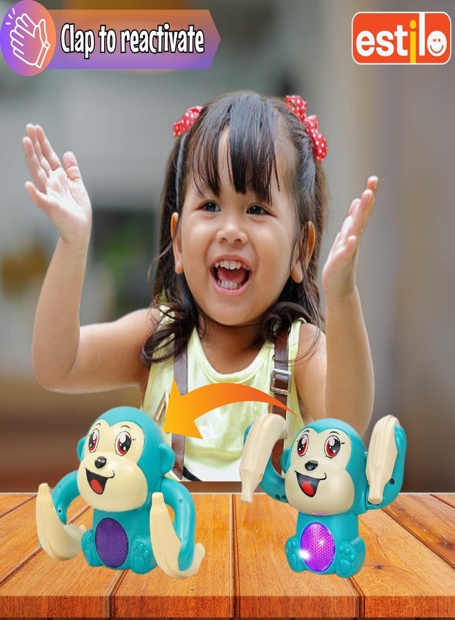 إستلو ألعاب إستيلو للأطفال من عمر 6 إلى 36 شهرًا: لعبة قرد موسيقي متدحرج لوقت الاستلقاء على البطن مع أصوات | لعبة تفاعلية راقصة متحركة مع أضواء وموسيقى | لعبة صوتية مع مستشعر تحكم صوتي - (أخضر بحري) - Image 2